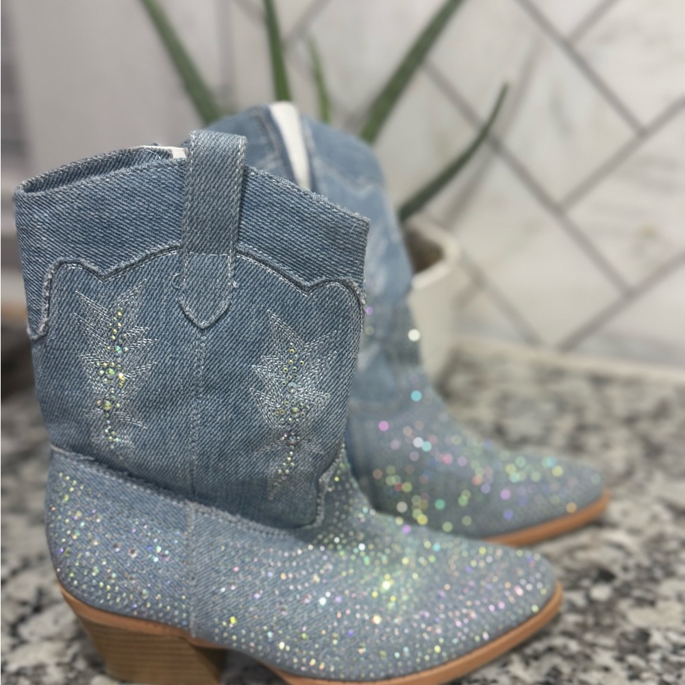 TOP Moda Glittery Denim Kids Boots